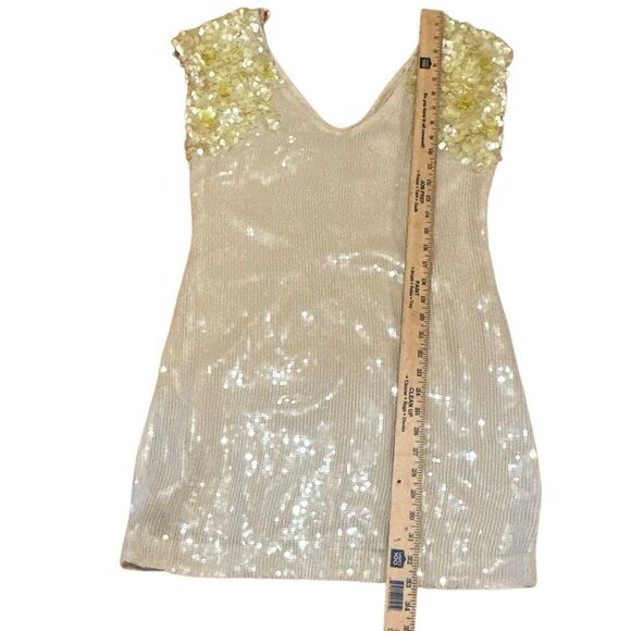 Rare Free People Icy Citrus Dress, Sz 4 ivory, yellow sequins Retail 500 mini - Picture 2 of 13
